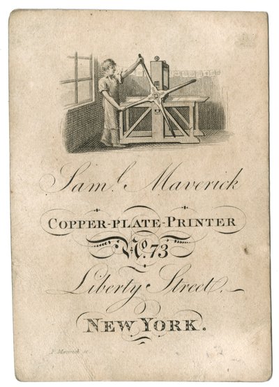 Business Card for Samuel Maverick, c.1812-45 by American School